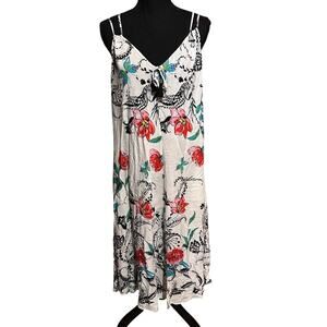 Linea Donatella White Floral Strappy Midi-Maxi Dress Women's XL